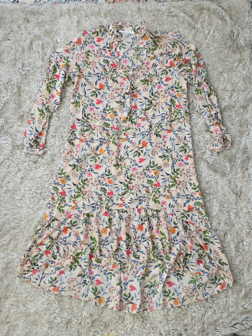 Julia Jordan Floral Midi Dress in Cream with Multicolor Flowers Women's Size 16